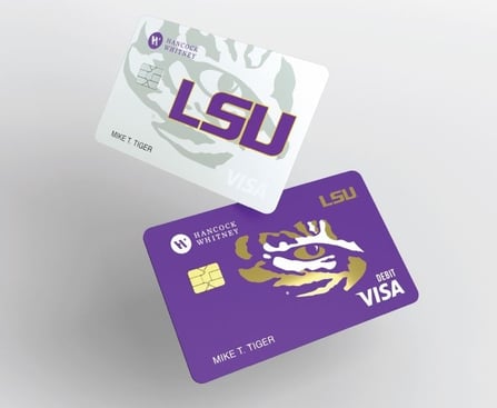 Show your Tiger Pride with LSU Tiger debit and credit cards!